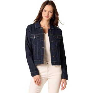 Women's Jean Jacket Slim Fit Casual Denim Jacket Long Sleeve Outwear Rinse Blue